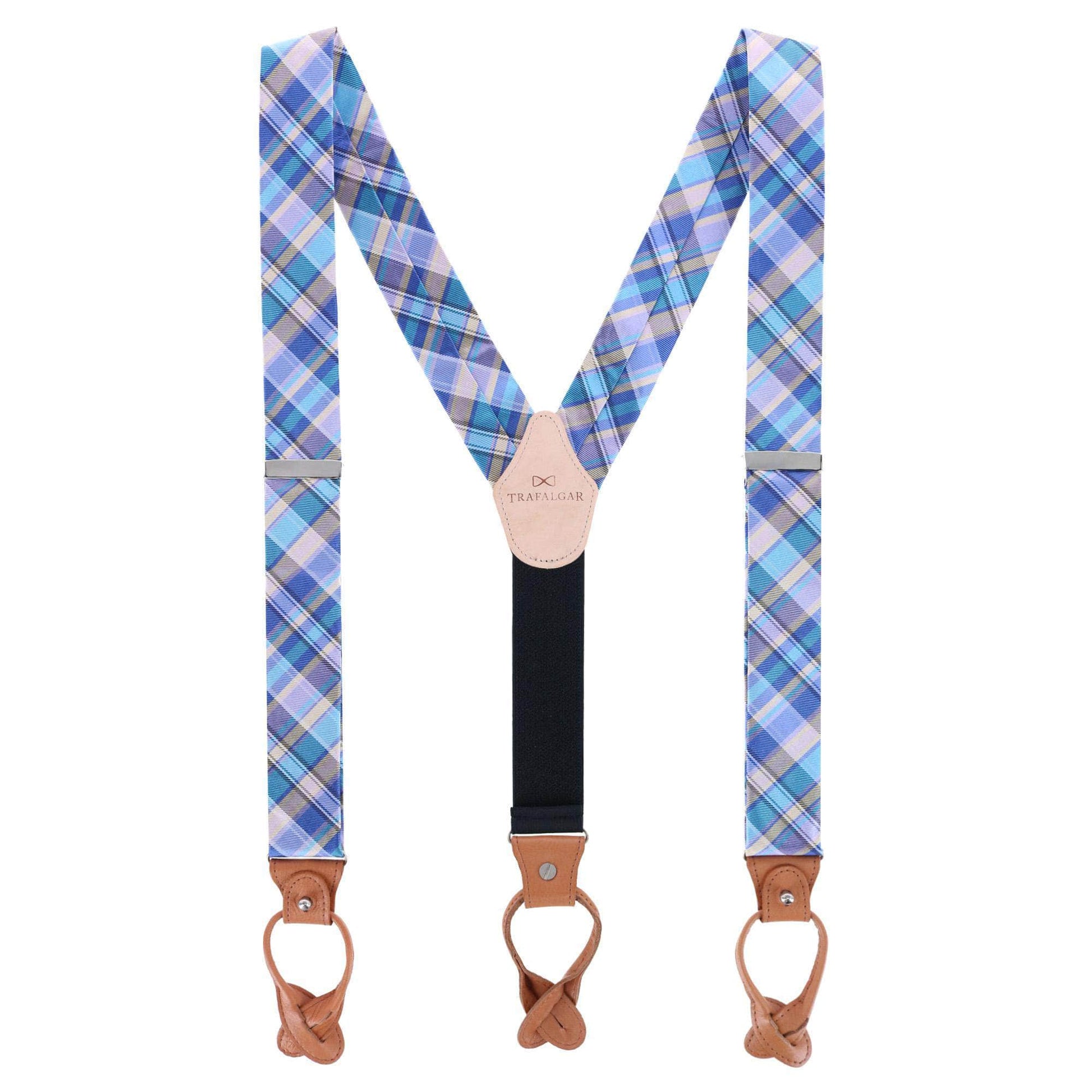 Sherwood Plaid Silk Button End Braces - Plaid 2