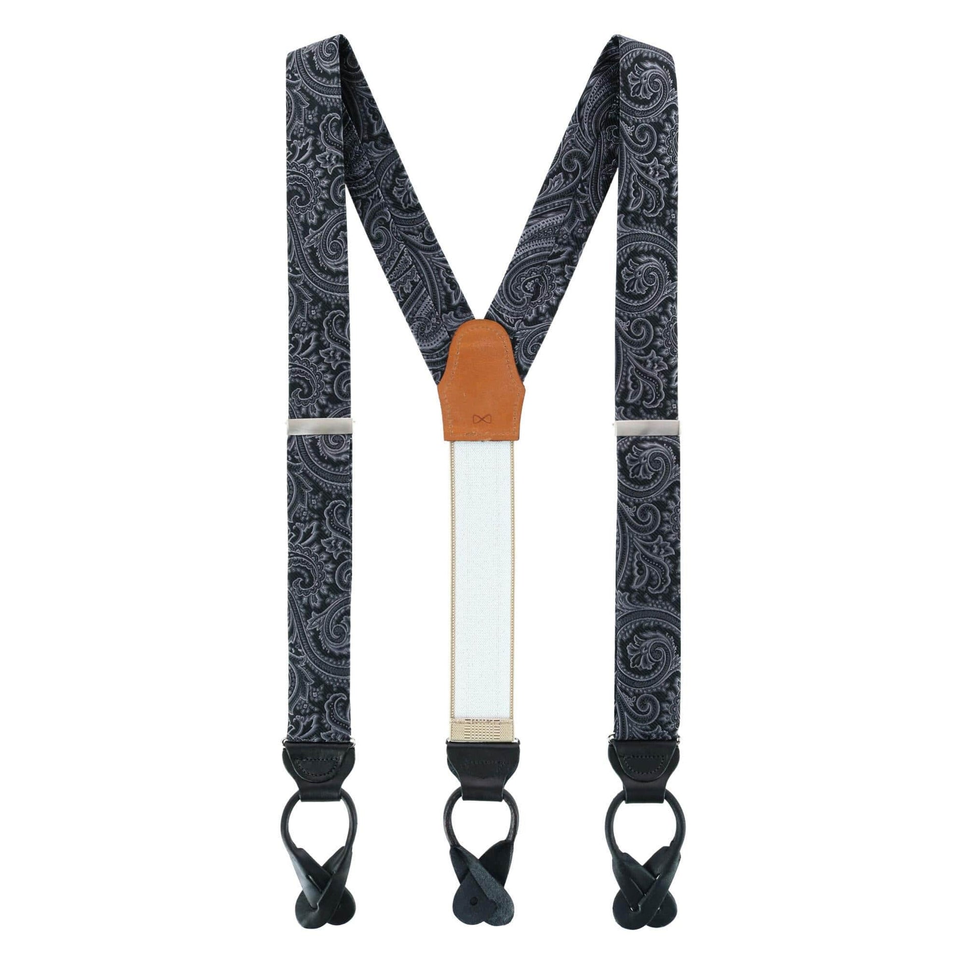 Sobee Silk Button End Braces - Black