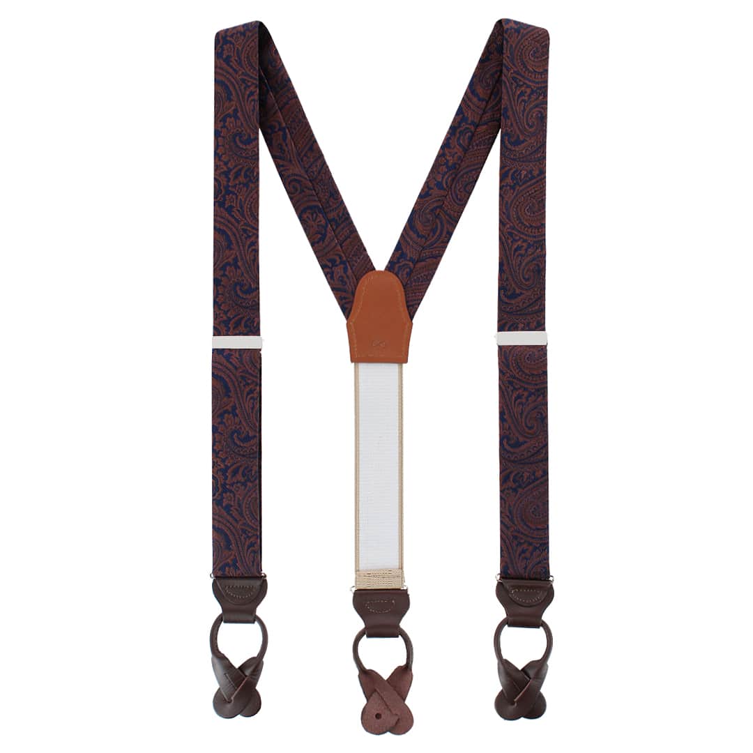 Sobee Silk Button End Braces - Brown