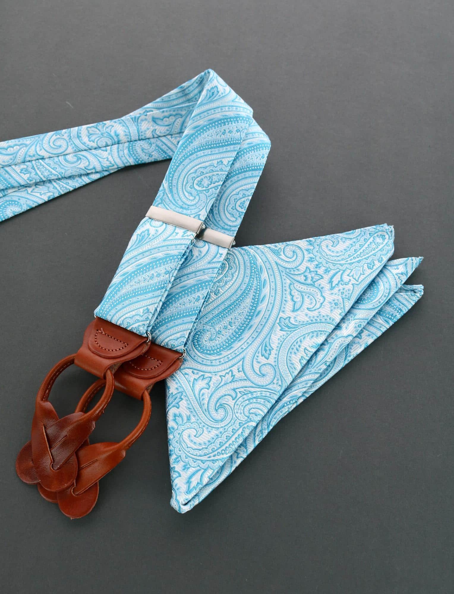 Sobee Silk Button End Braces - Blue
