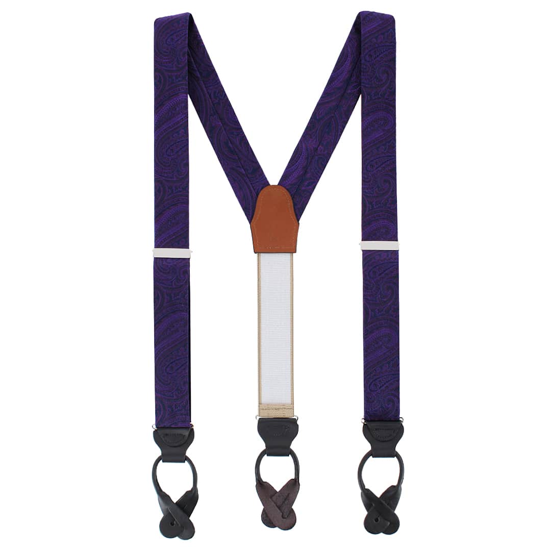 Sobee Silk Button End Braces - Purple