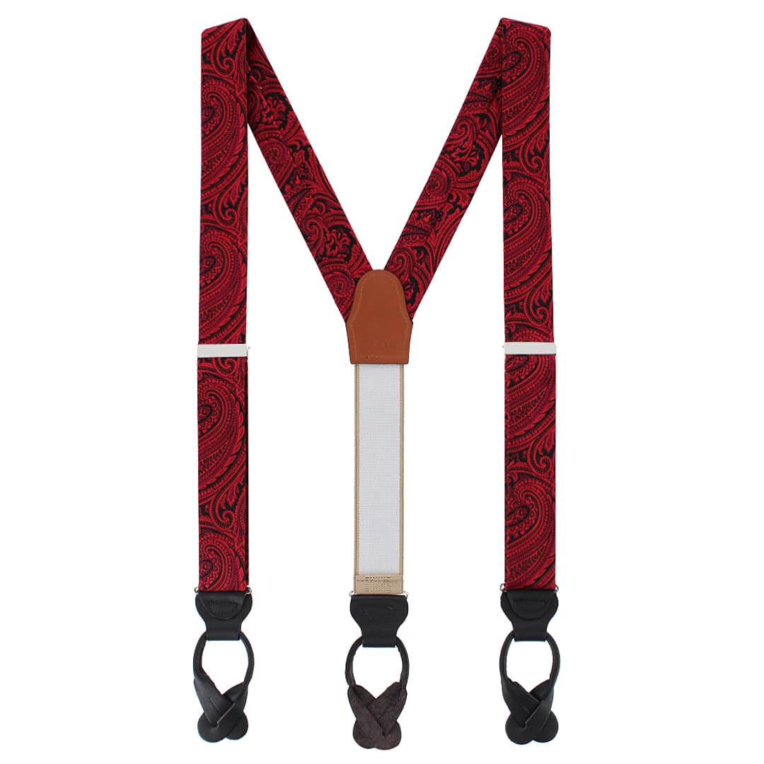 Sobee Silk Button End Braces - Red