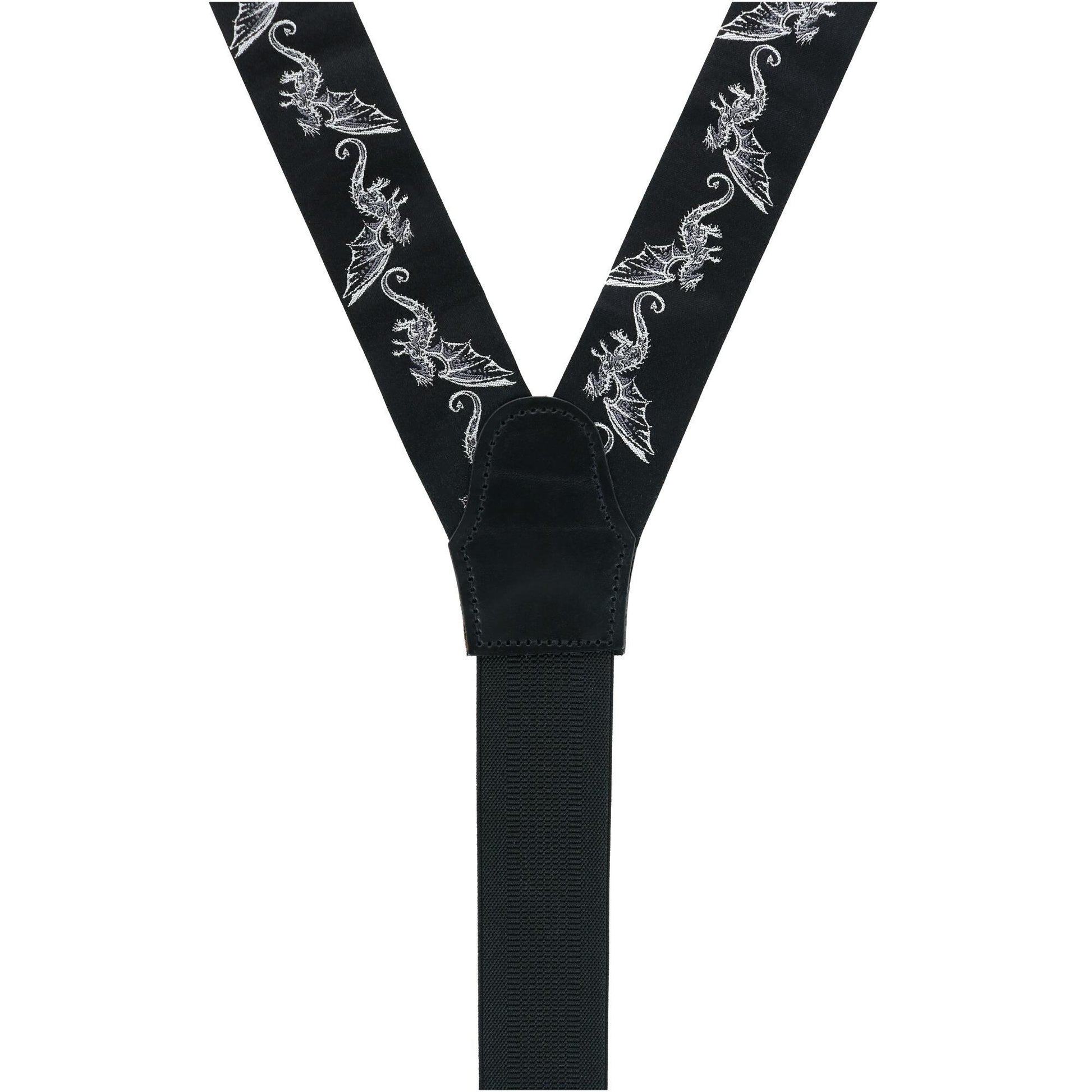 Guardian of Freedom Tribal Dragon Silk Button End  Braces - Black