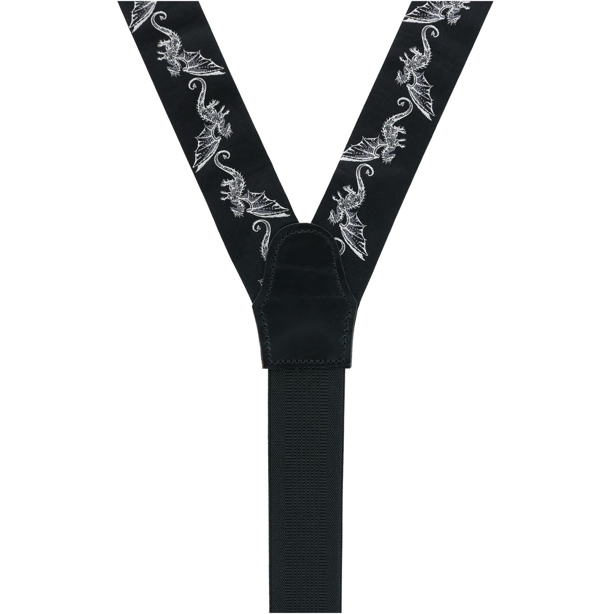 Guardian of Freedom Tribal Dragon Silk Button End  Braces - Black