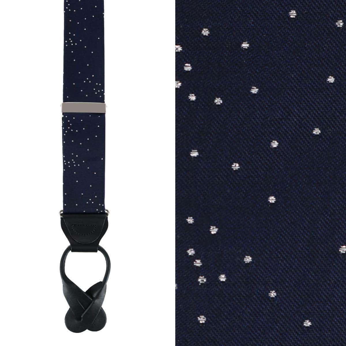 Mystere Metallic Star Light Silk Button End Braces