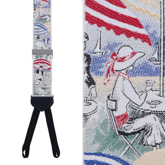 Retro Pattern Day At The Beach Limited Run Silk Braces