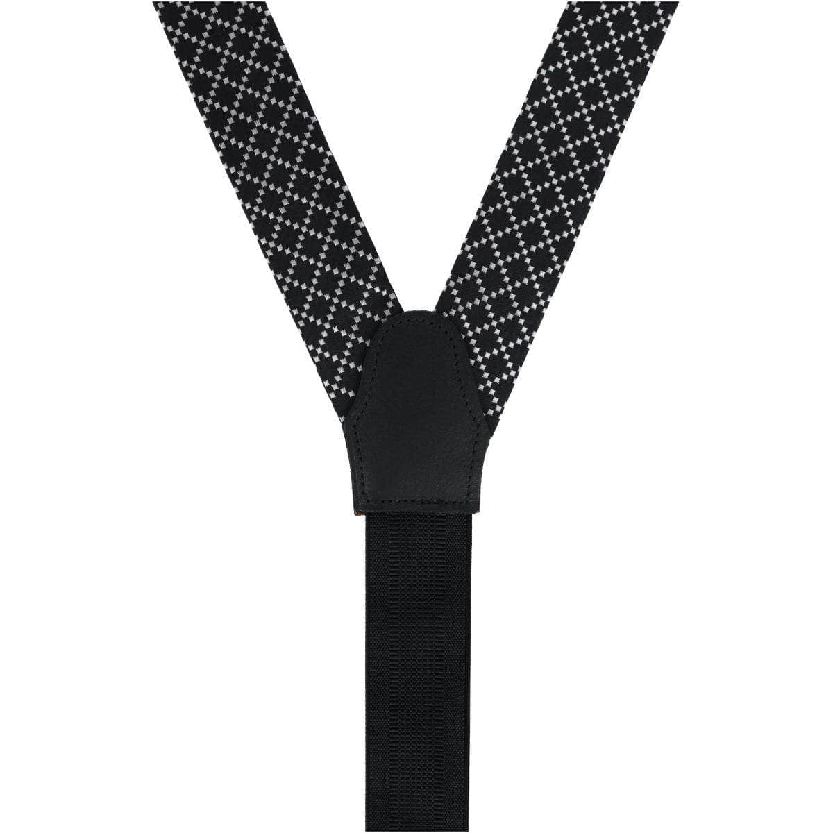 Rowan Geometric Pattern Silk Button End Braces - Black