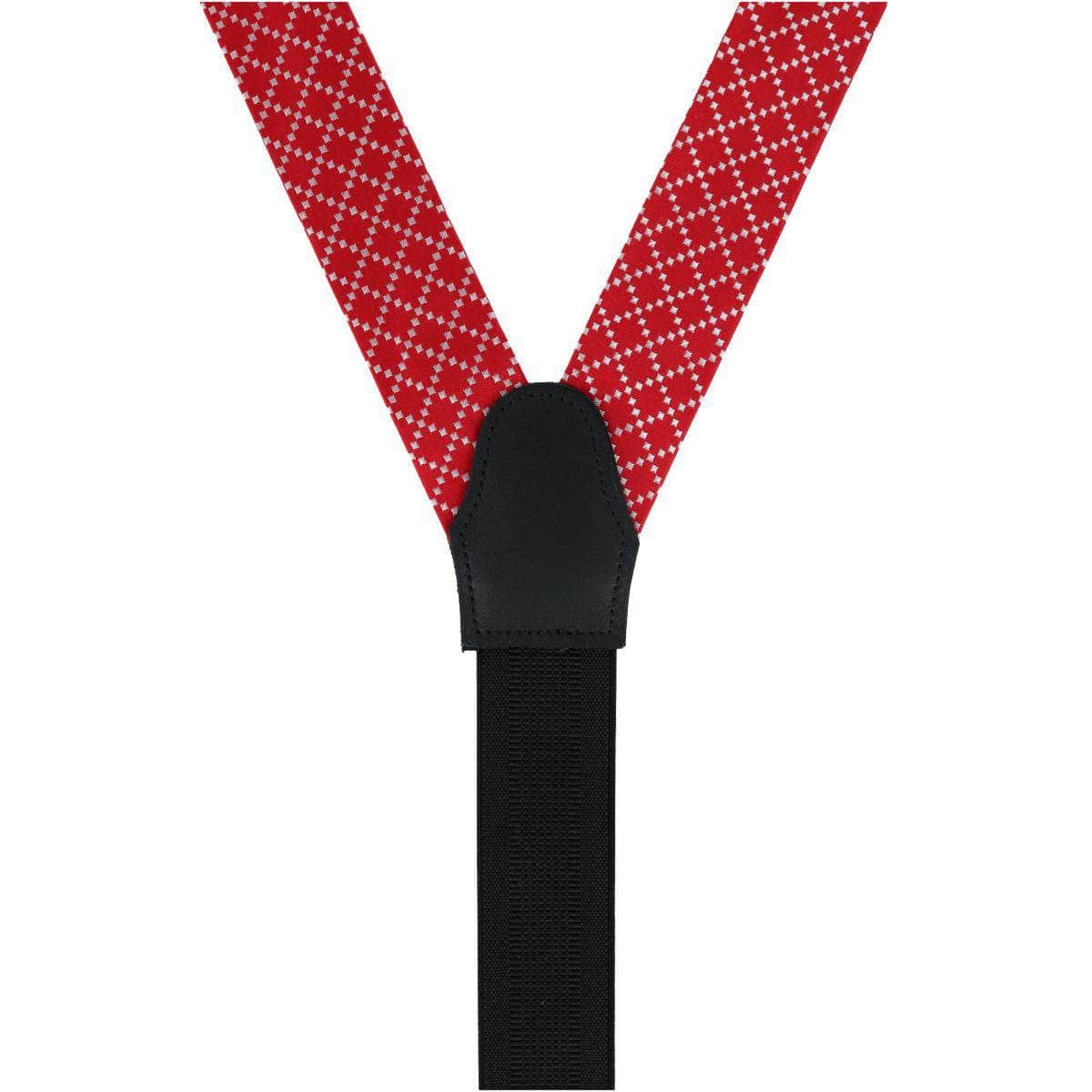 Rowan Geometric Pattern Silk Button End Braces - Red