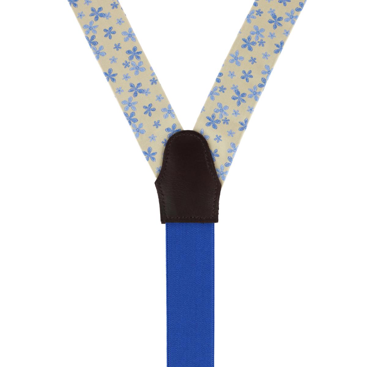 Weldon Floral Silk Button End Braces - Yellow and Light Blue