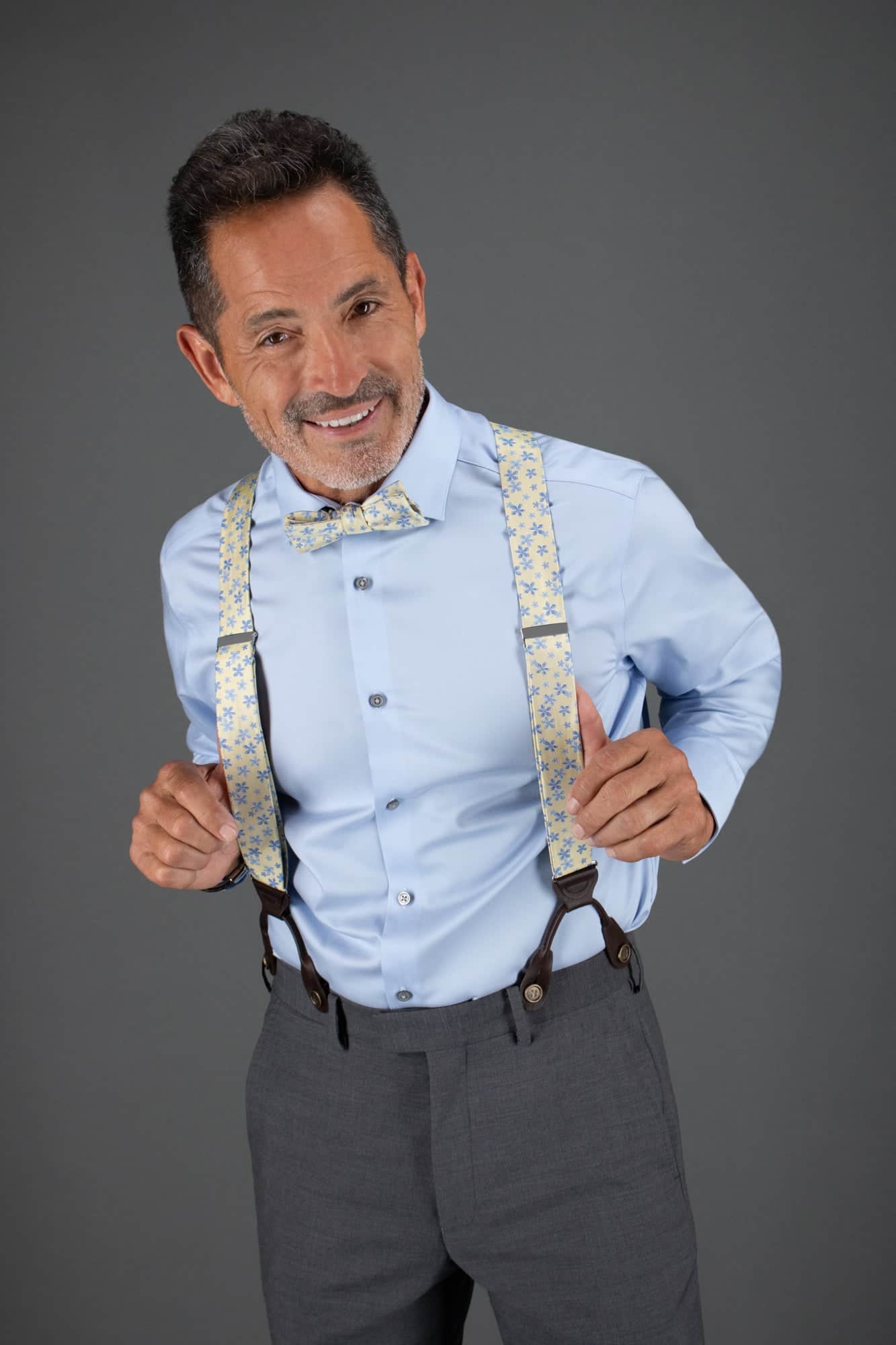 Trafalgar Weldon Floral Silk Button-end Suspenders - Yellow Trafalgar Weldon Floral Silk Button-end Suspenders - Yellow