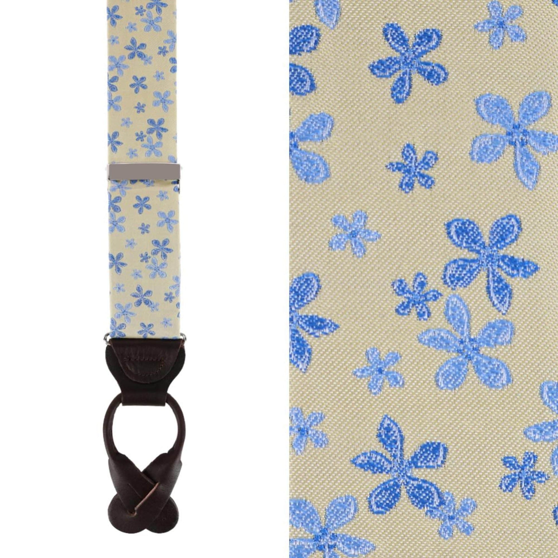 Weldon Floral Silk Braces and Bow Tie Bundle - Yellow with Light Blue