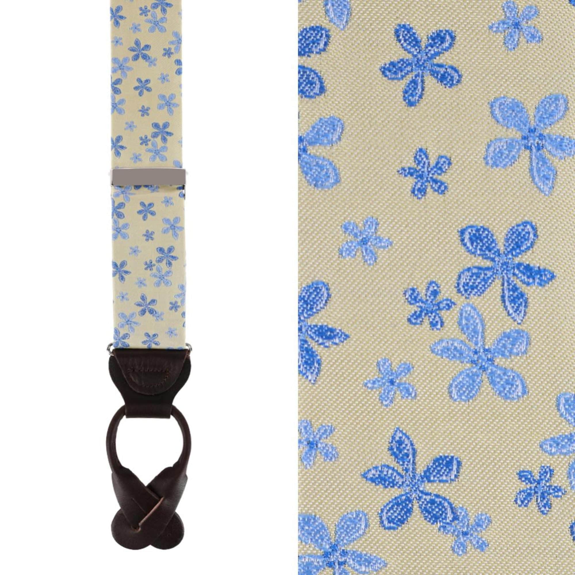 Weldon Floral Silk Braces and Bow Tie Bundle - Yellow with Light Blue