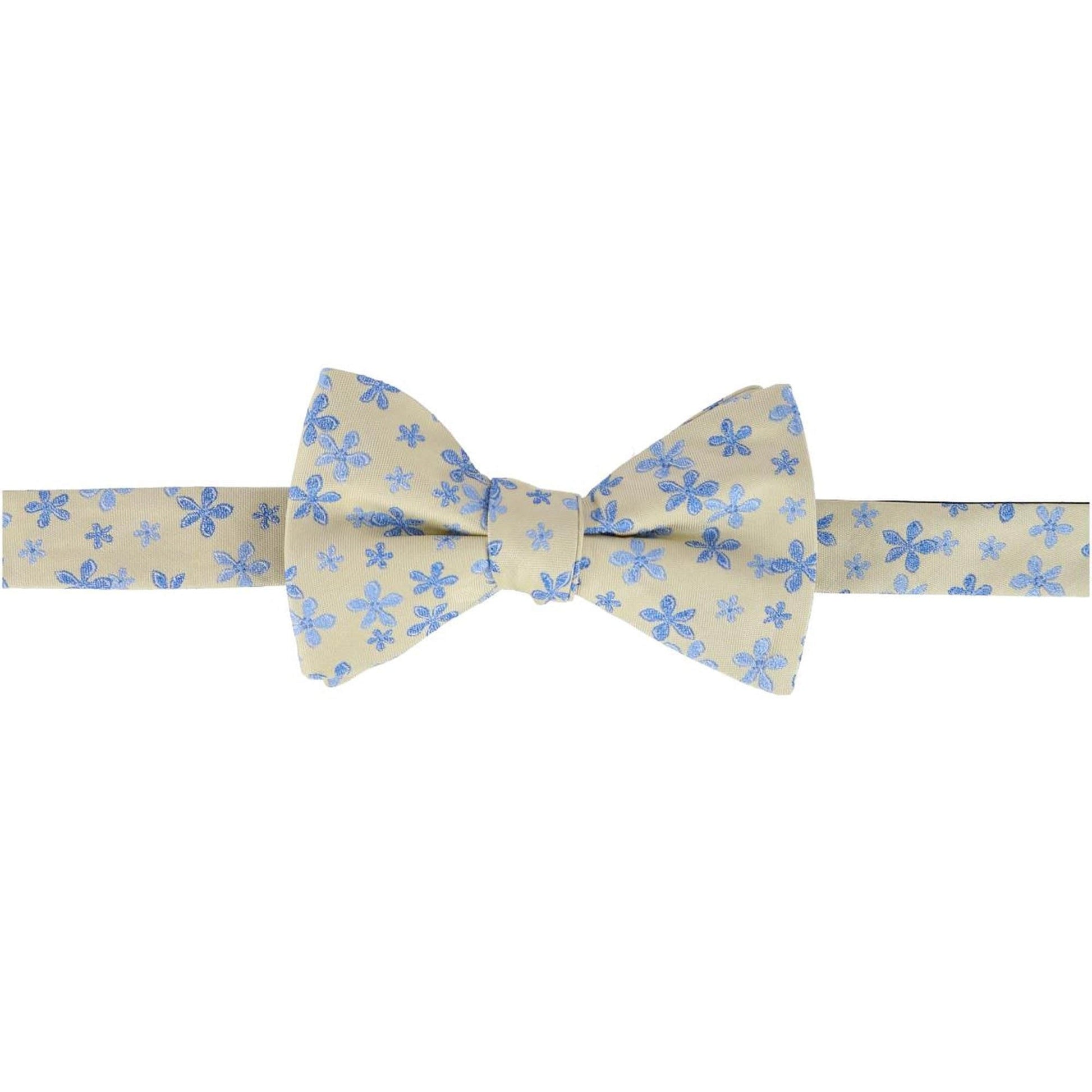 Weldon Floral Silk Braces and Bow Tie Bundle - Yellow with Light Blue