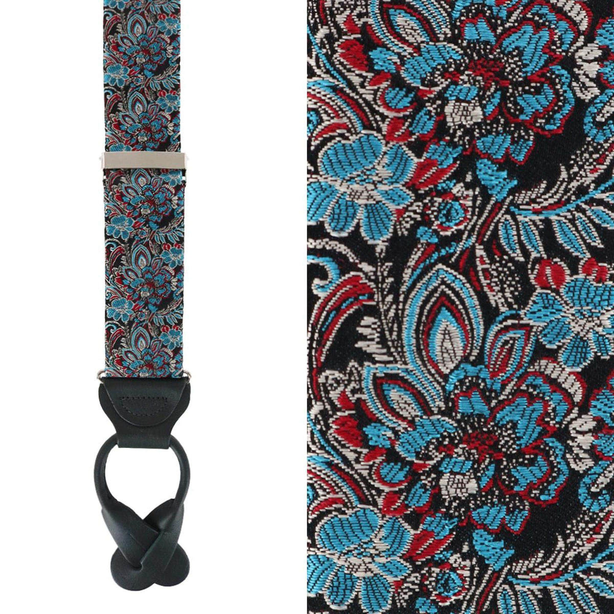 Enzo Exploded Floral Silk Braces and Bow Tie Bundle - Multi