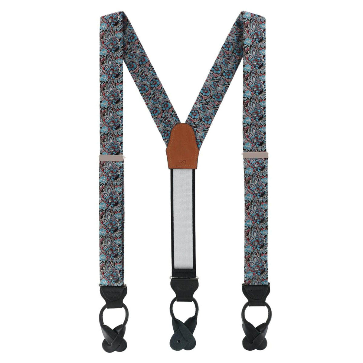 Enzo Exploded Floral Silk Braces and Bow Tie Bundle - Multi
