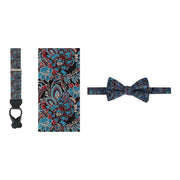 Enzo Exploded Floral Silk Braces and Bow Tie Bundle