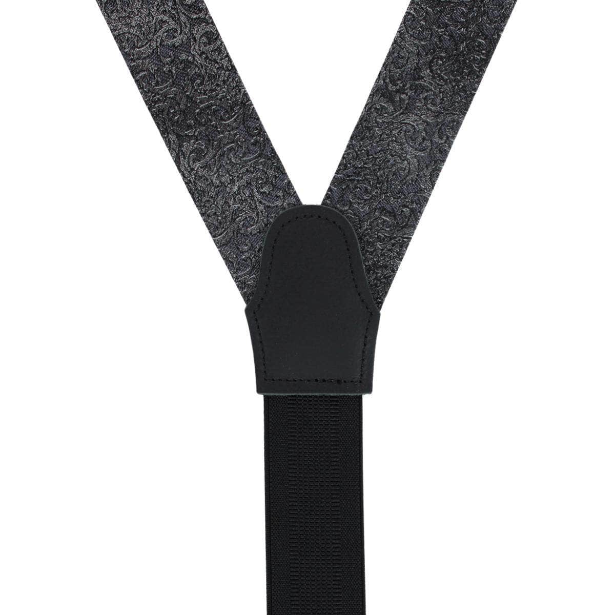 Esteban Scrolling Vines Tone on Tone Silk Formal End Brace - Silver and Black