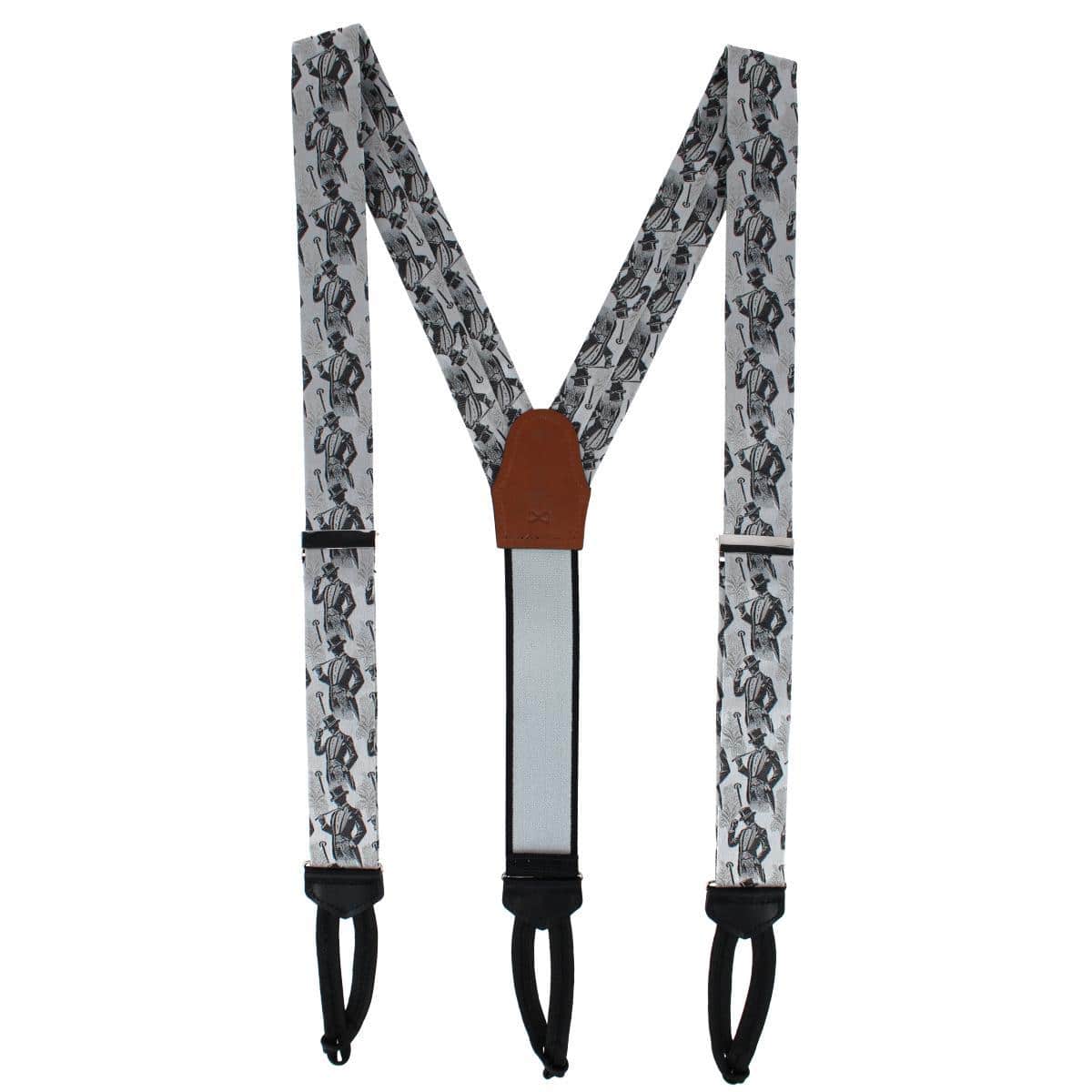 Ambrose Dapper Night Silk Formal End Braces - Silver and Black