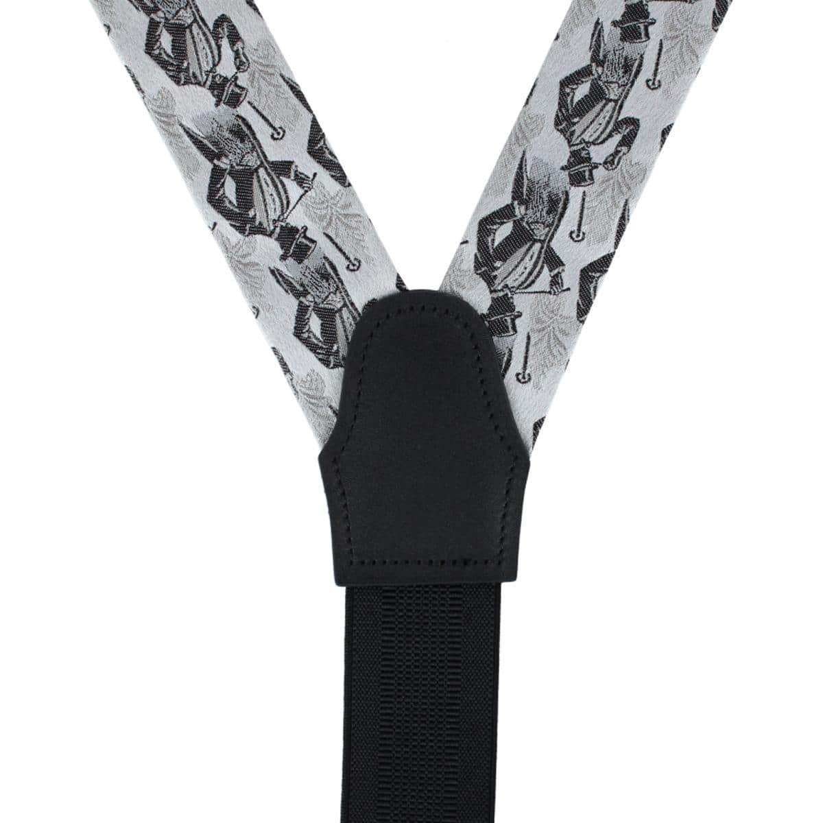 Ambrose Dapper Night Silk Formal End Braces - Silver and Black