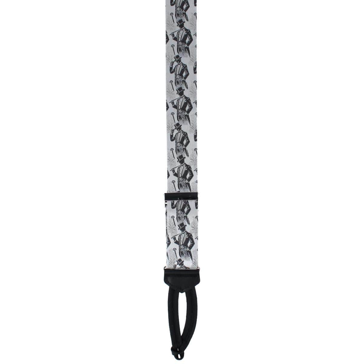 Ambrose Dapper Night Silk Formal End Braces - Silver and Black