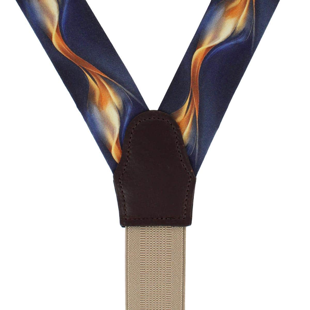 Atticus Blue and Gold Billow Silk Button End Braces - Navy Blue and Gold