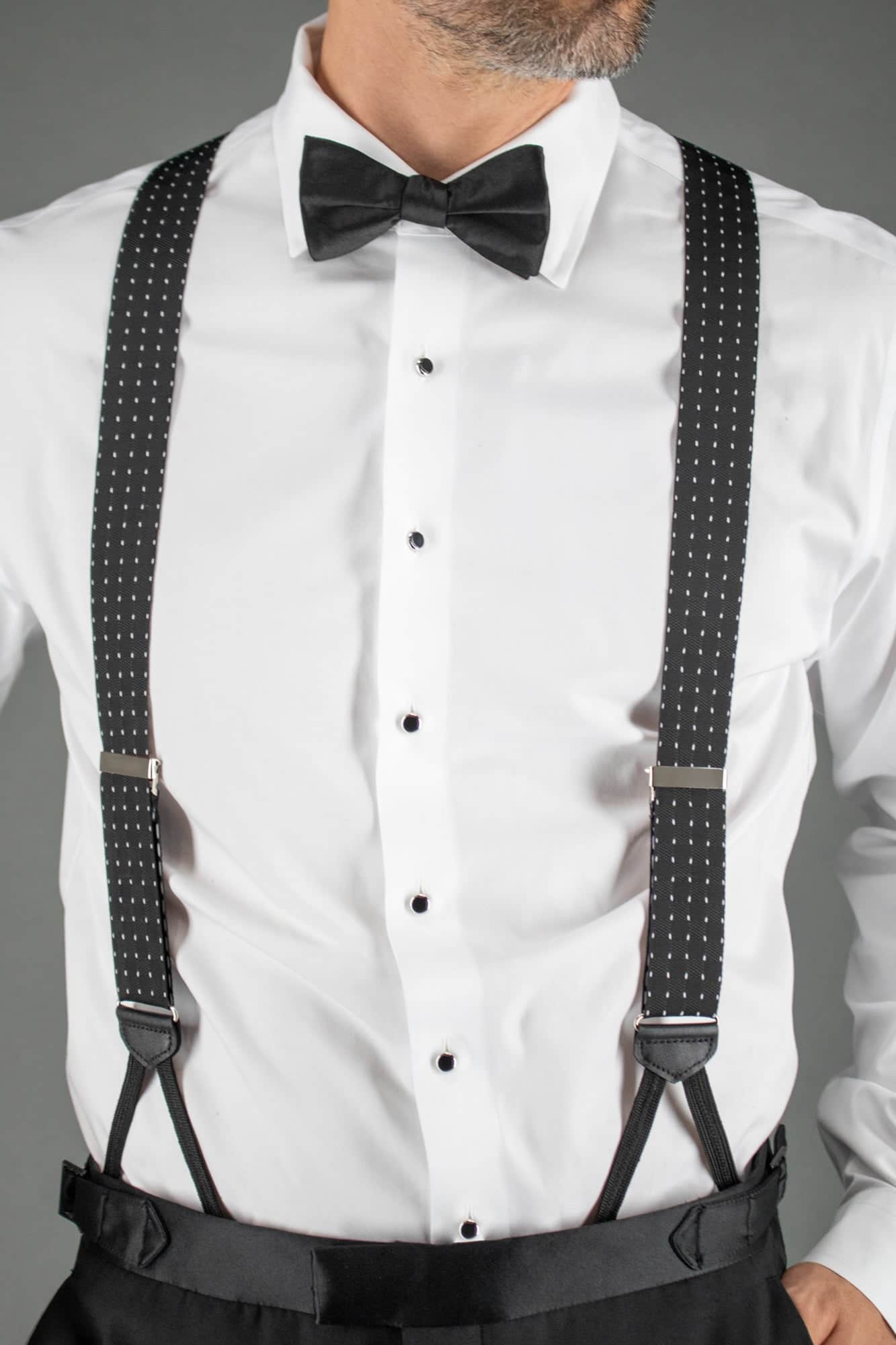 Pin Dot Formal End Braces - Black/White