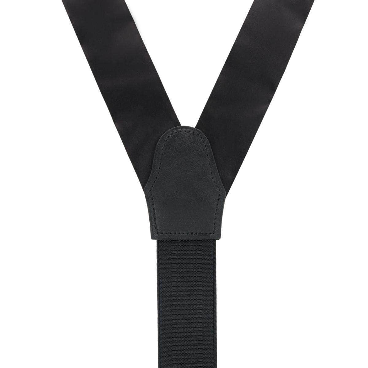Dutton Solid Color Silk Button End Braces - Black