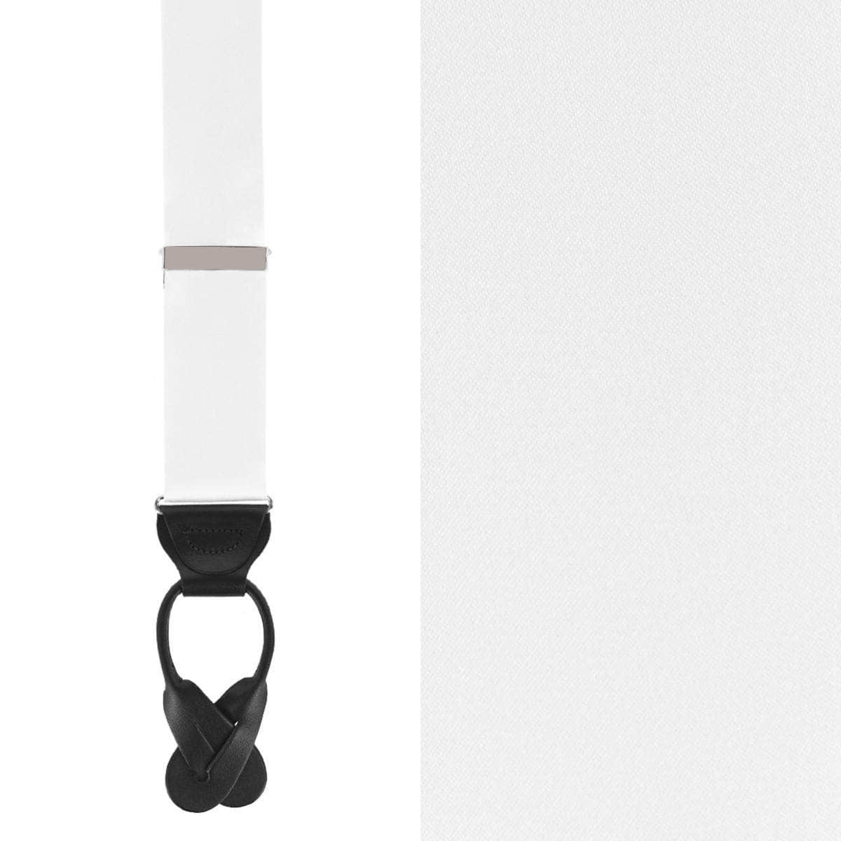 Dutton Solid Color Silk Button End Braces - White