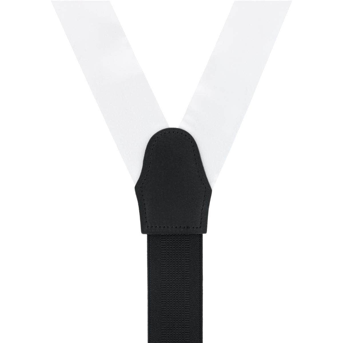 Dutton Solid Color Silk Button End Braces - White