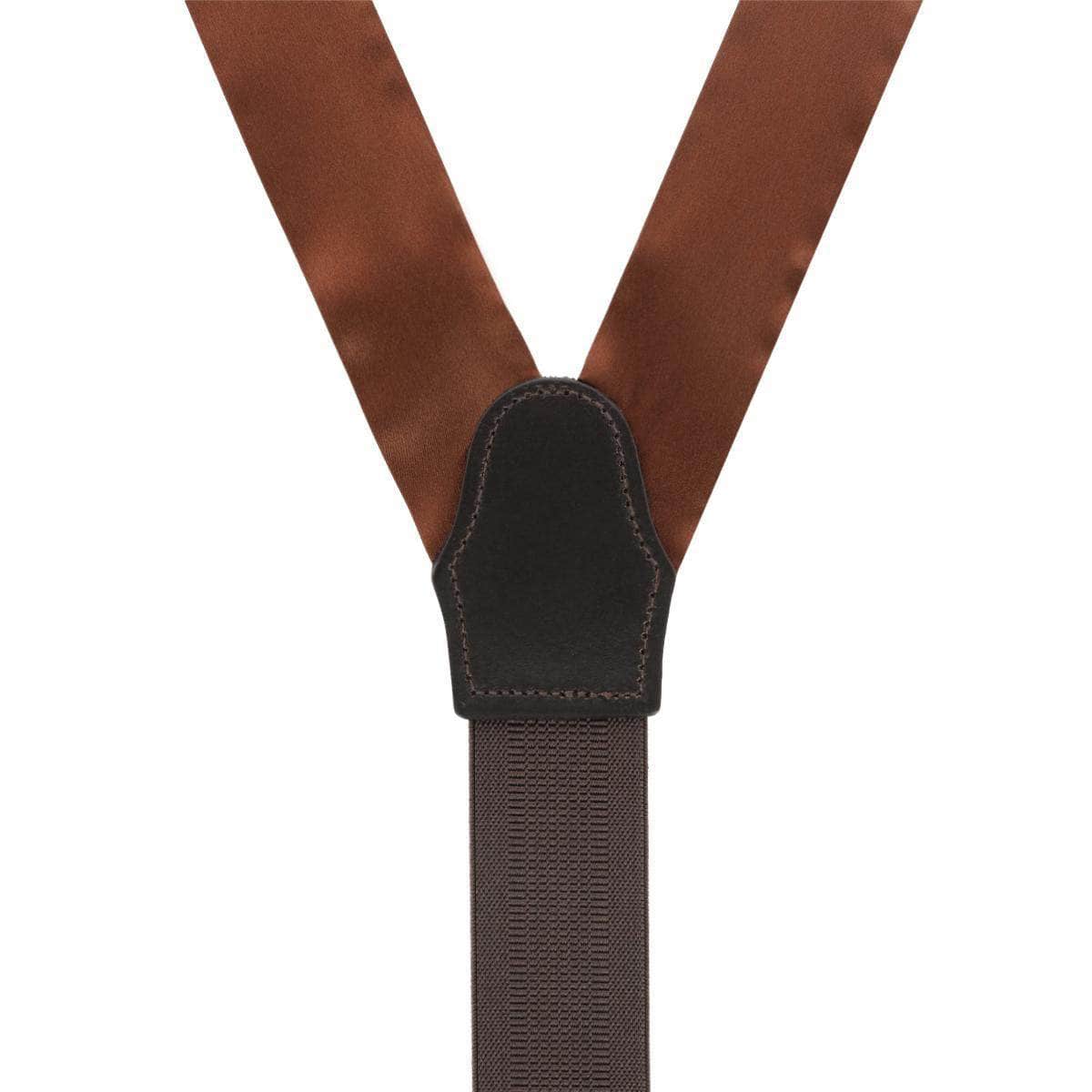 Dutton Solid Color Silk Button End Braces - Brown