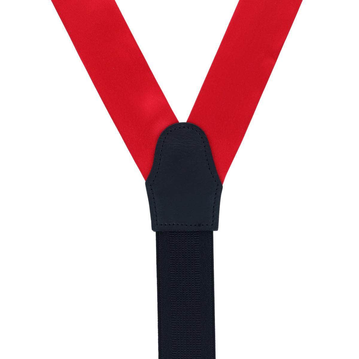 Dutton Solid Color Silk Button End Braces - Red