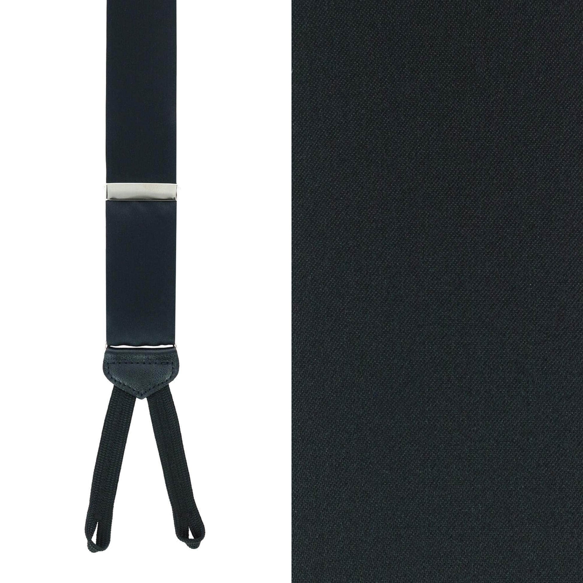 Sutton Solid Color Silk Formal End Braces 35mm Y-Back - Black