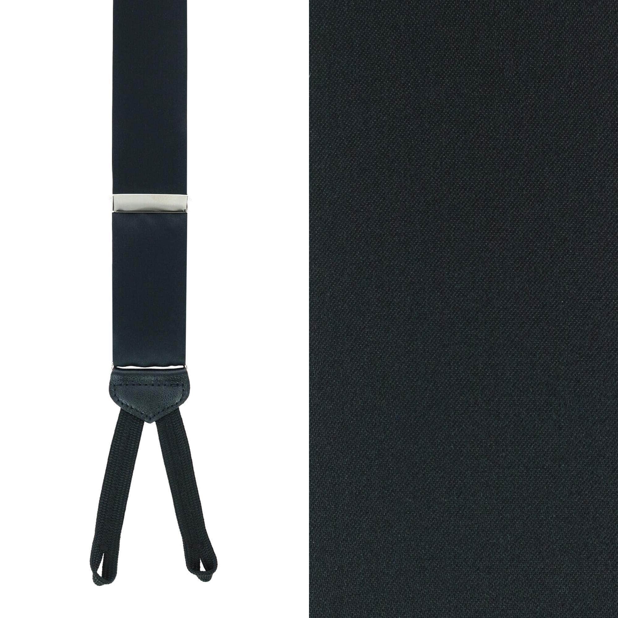 Sutton Solid Color Silk Formal End Braces 35mm Y-Back - Black