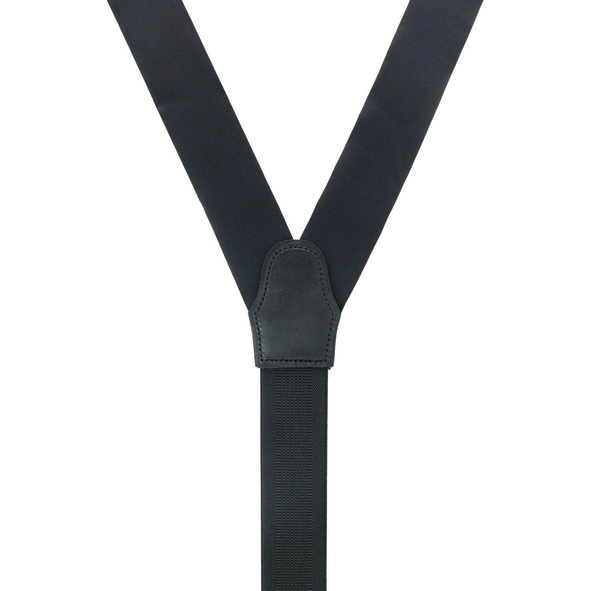 Sutton Solid Color Silk Formal End Braces 35mm Y-Back - Black