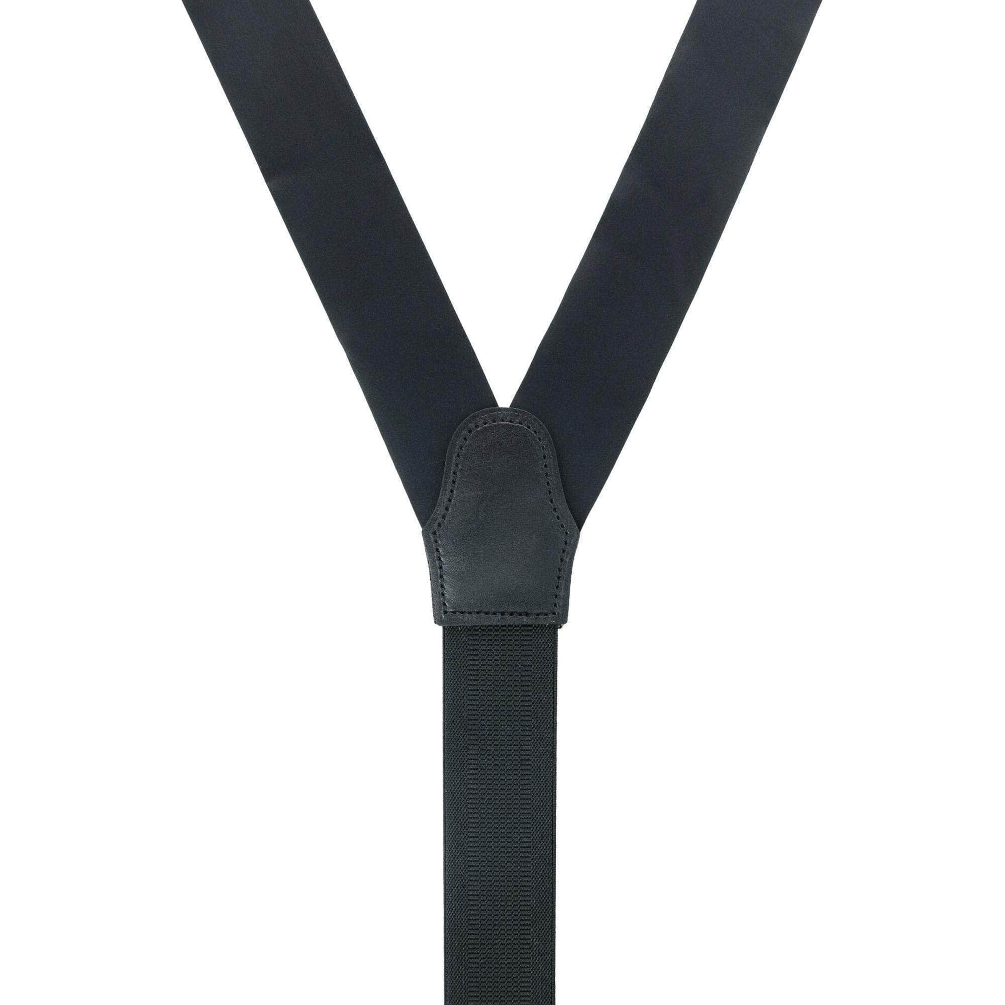 Sutton Solid Color Silk Formal End Braces 35mm Y-Back - Black