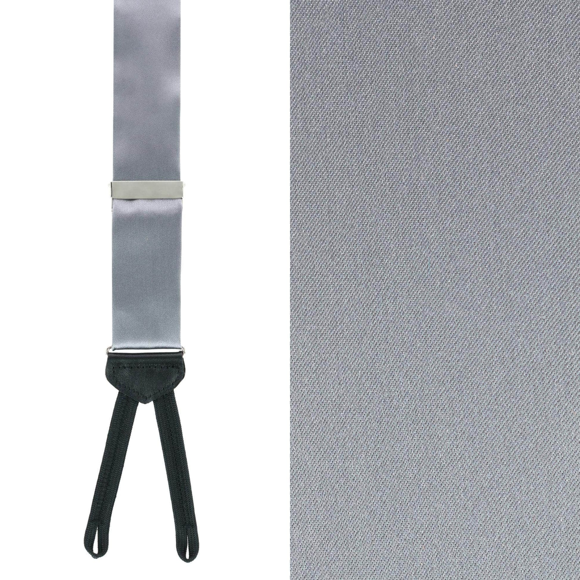 Sutton Solid Color Silk Formal End Braces 35mm Y-Back - Grey