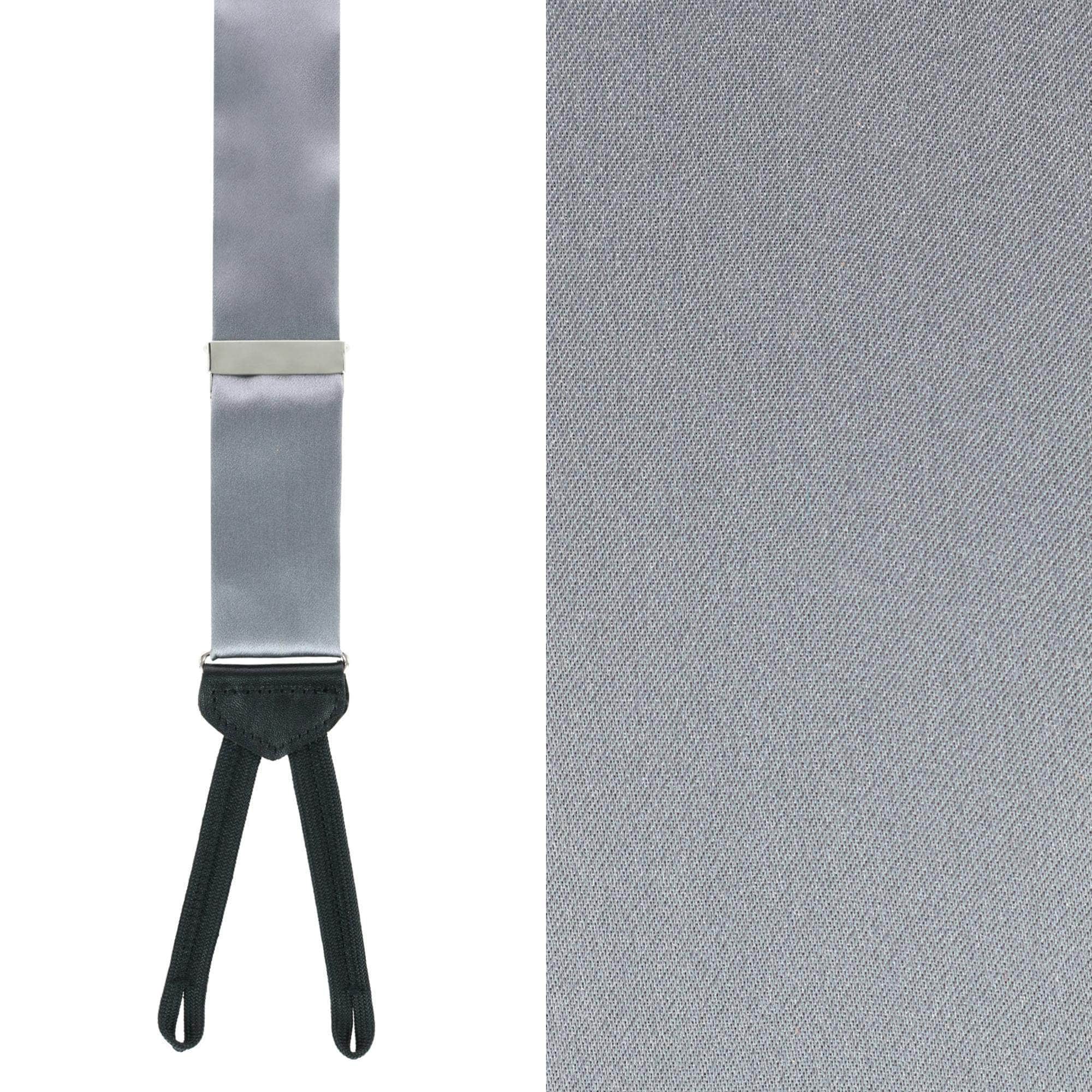 Sutton Solid Color Silk Formal End Braces 35mm Y-Back - Grey