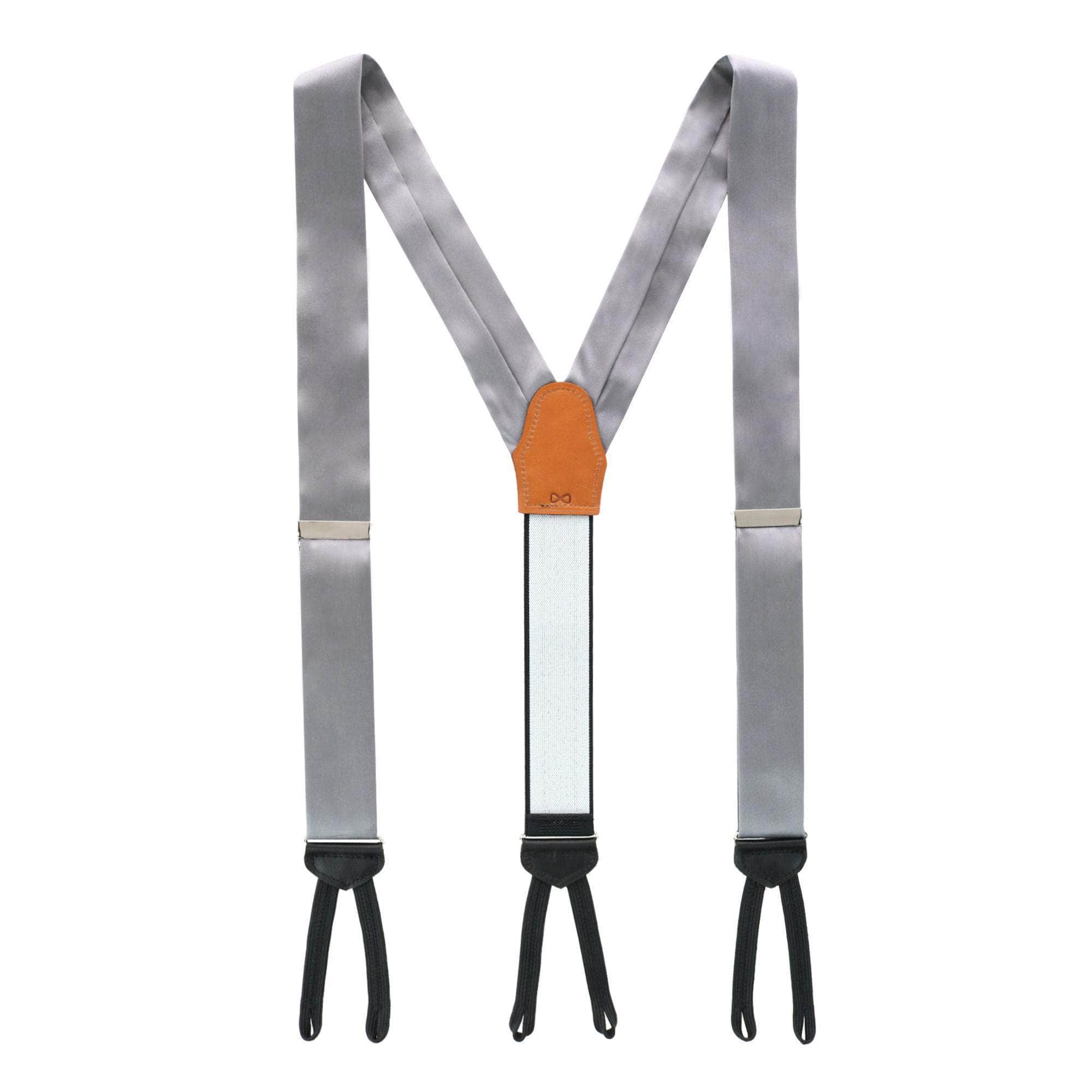 Sutton Solid Color Silk Formal End Braces 35mm Y-Back - Grey