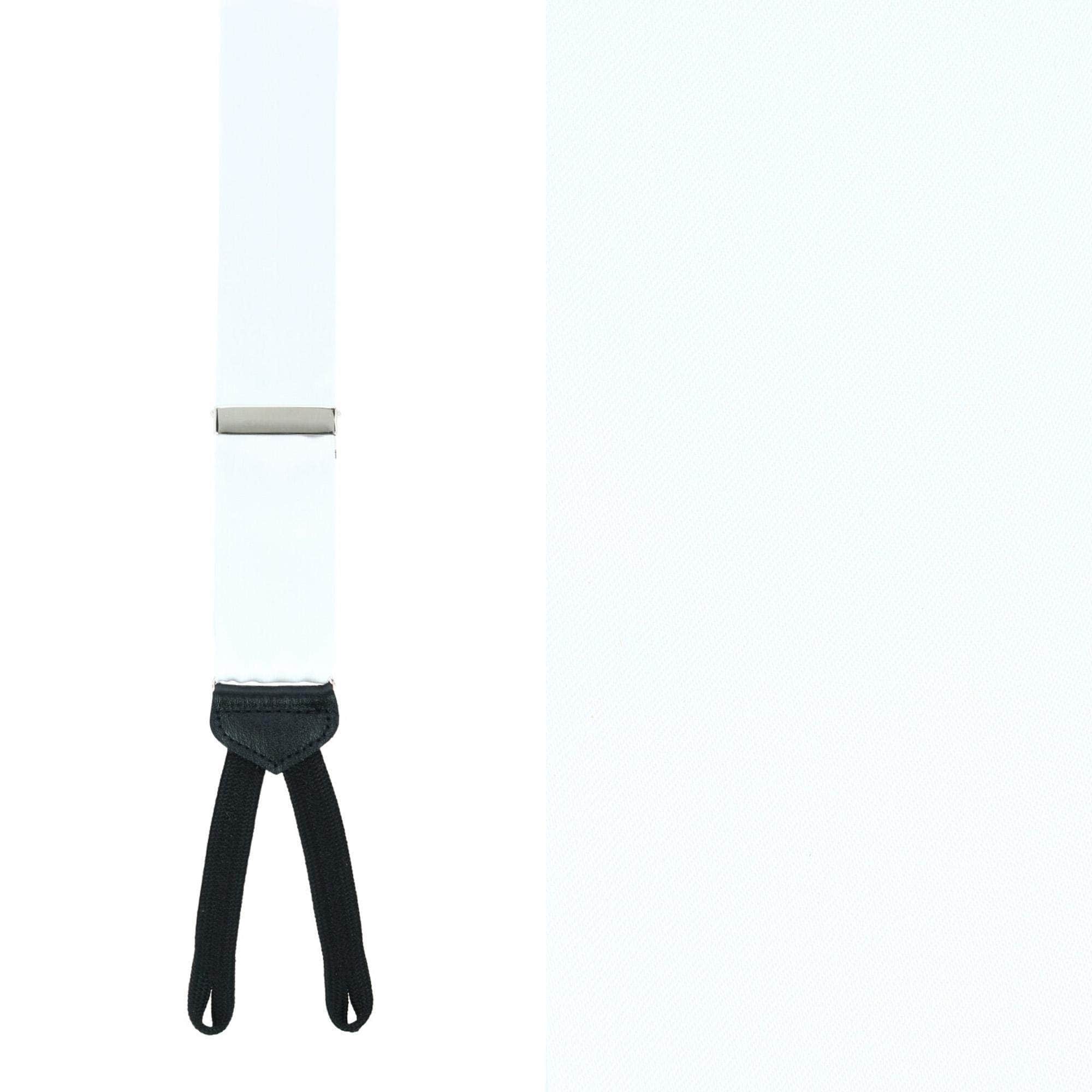 Sutton Solid Color Silk Formal End Braces 35mm Y-Back - White