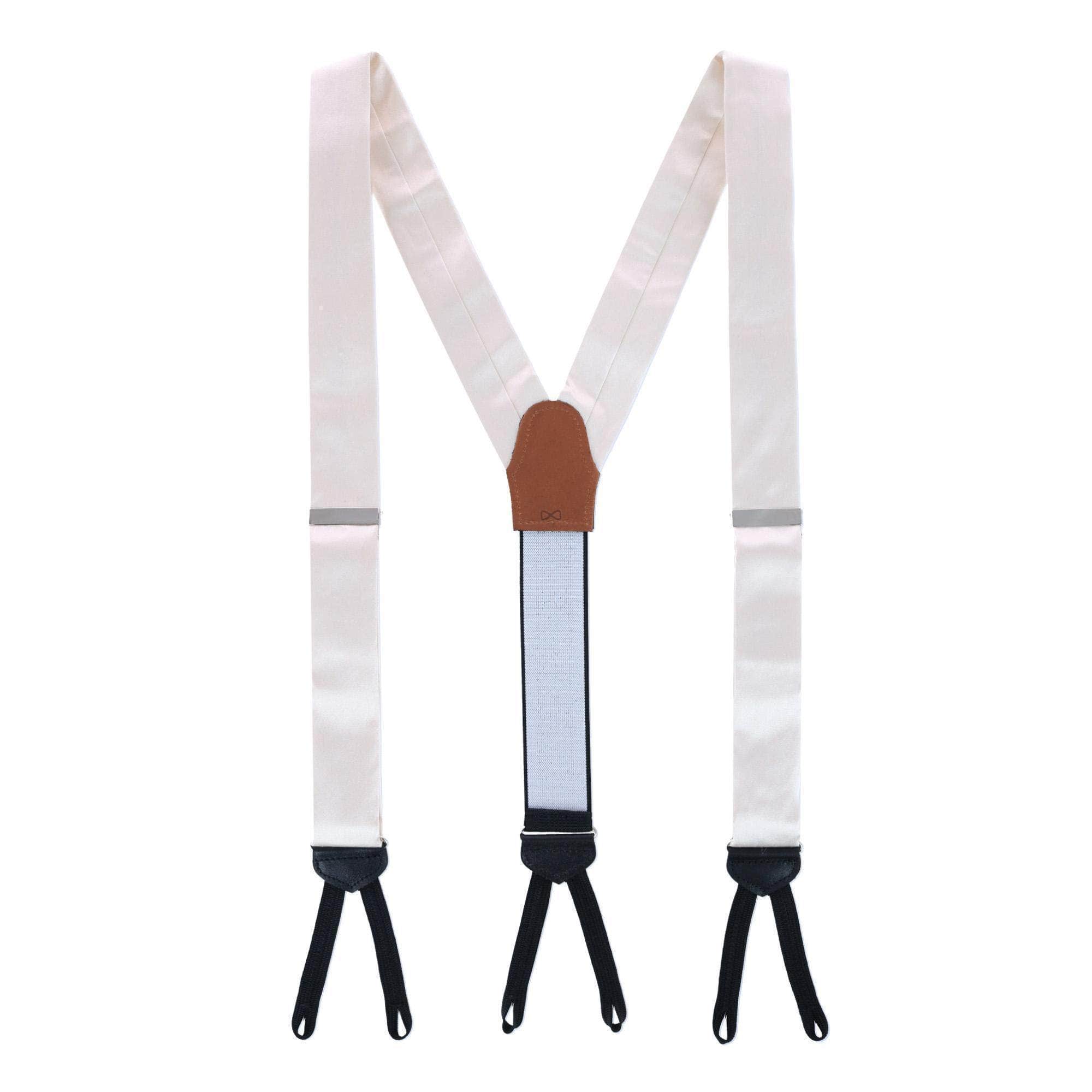 Sutton Solid Color Silk Formal End Braces 35mm Y-Back - Ivory