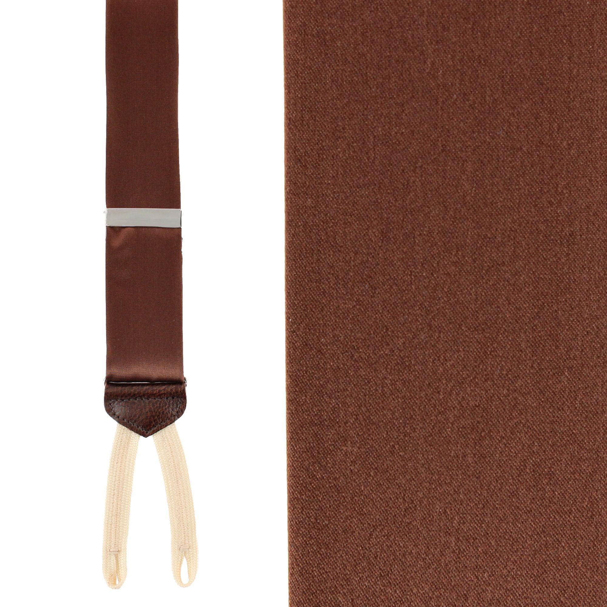 Sutton Solid Color Silk Formal End Braces 35mm Y-Back - Brown
