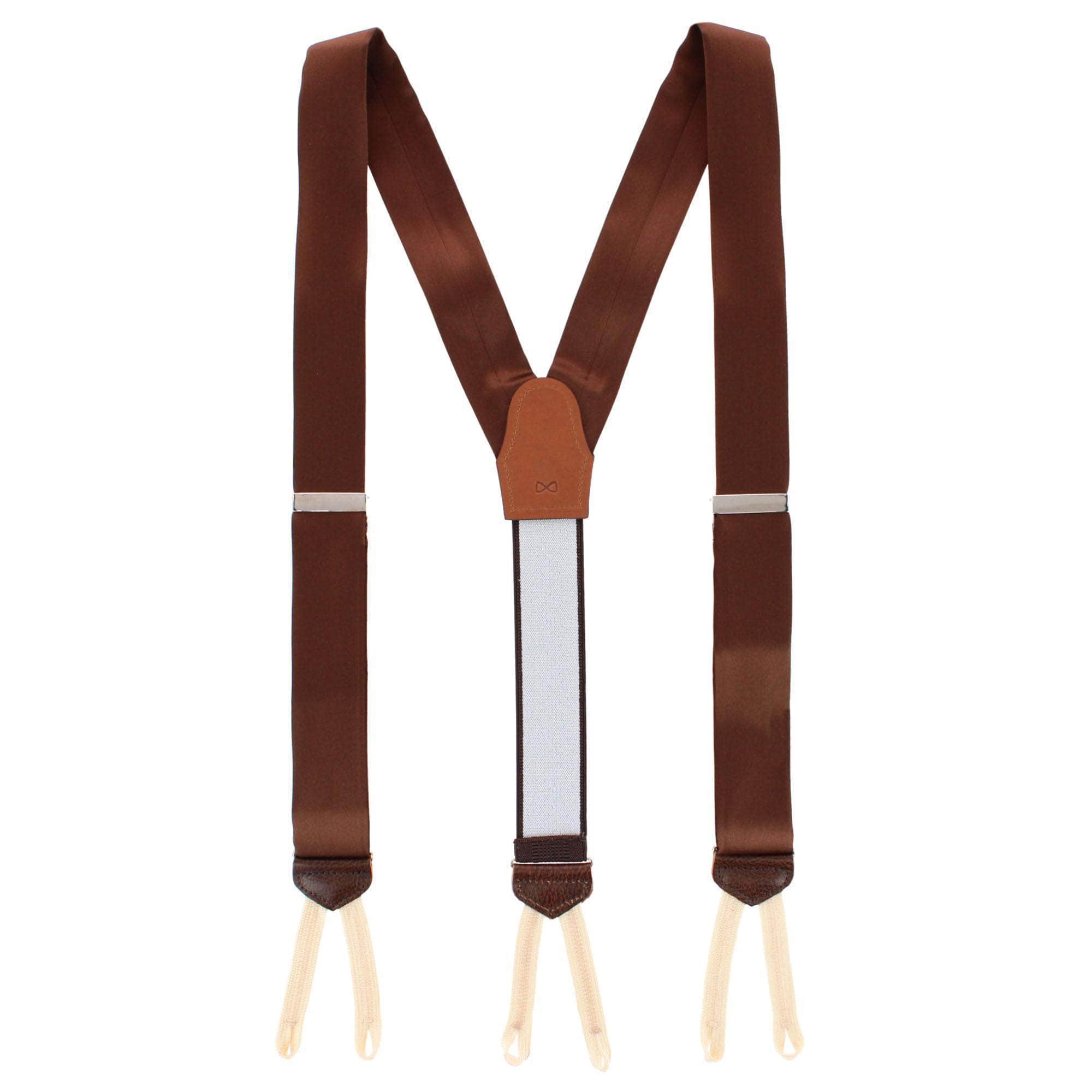 Sutton Solid Color Silk Formal End Braces 35mm Y-Back - Brown