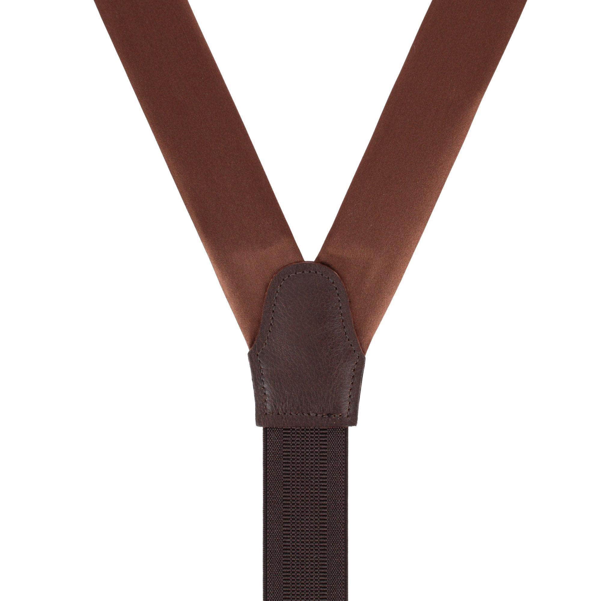 Sutton Solid Color Silk Formal End Braces 35mm Y-Back - Brown