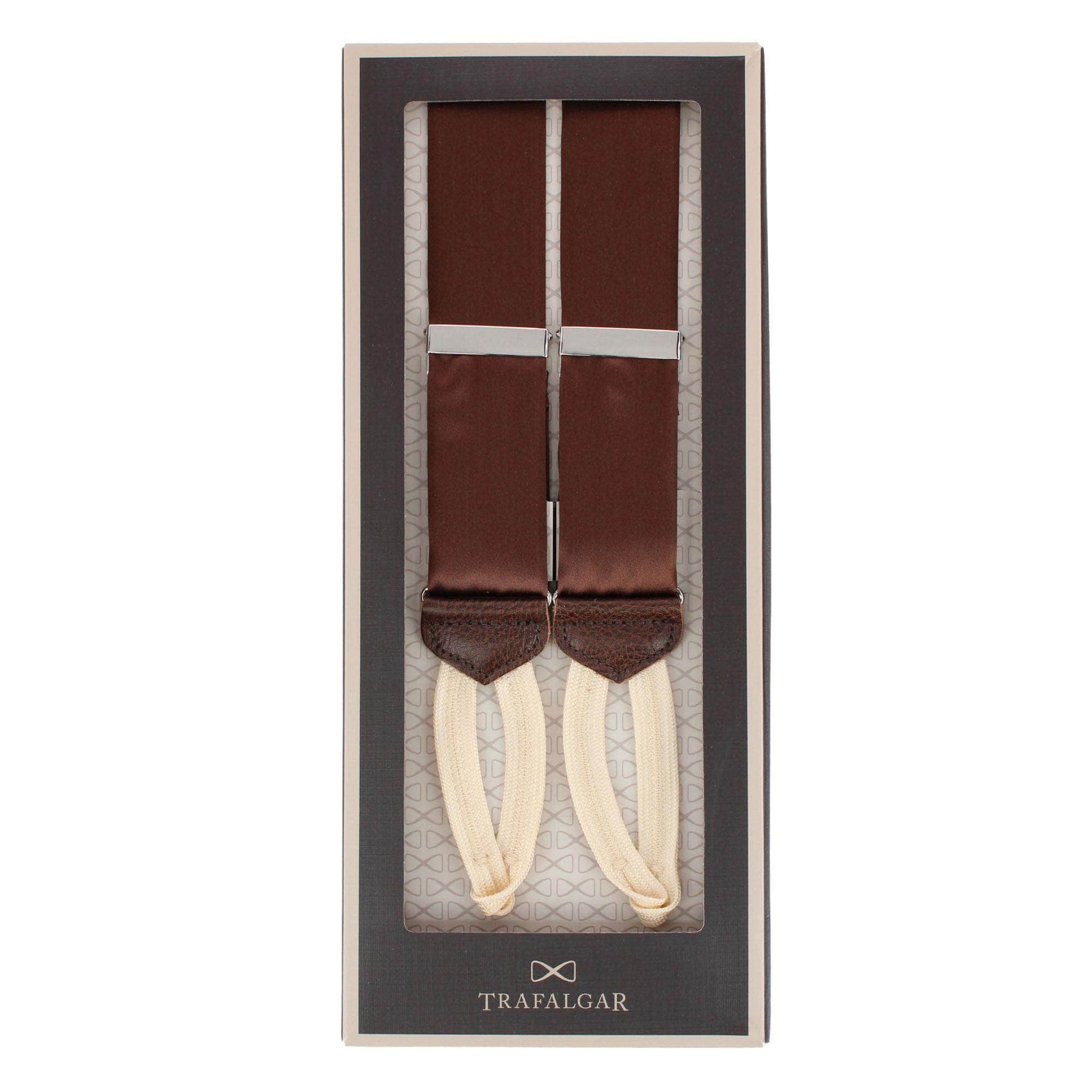 Sutton Solid Color Silk Formal End Braces 35mm Y-Back - Brown