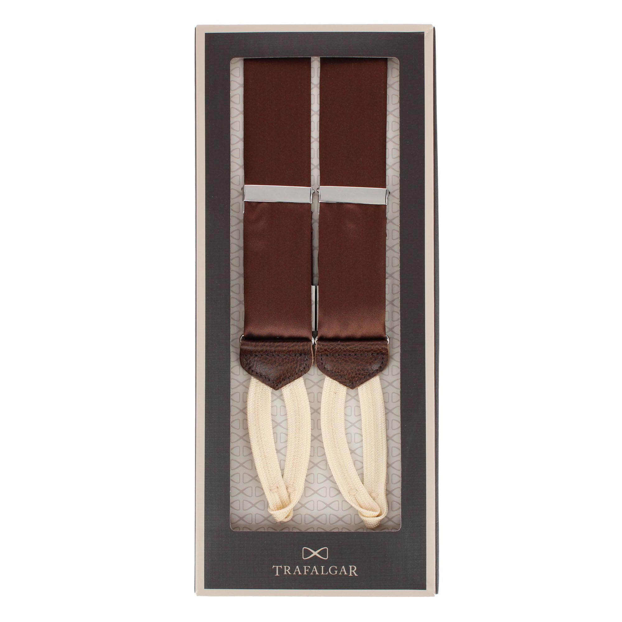 Sutton Solid Color Silk Formal End Braces 35mm Y-Back - Brown
