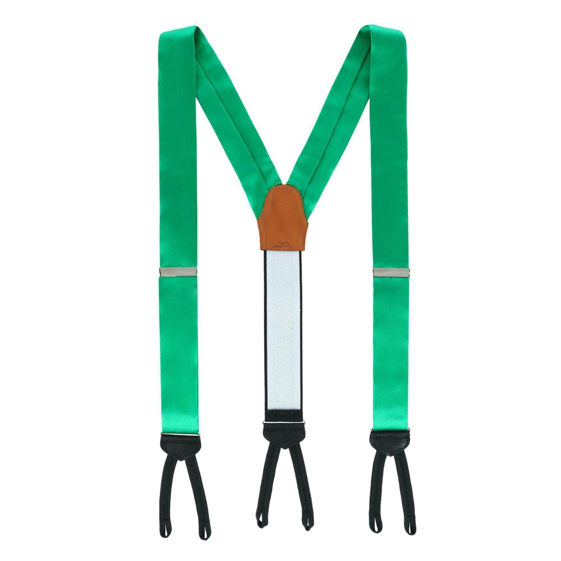 Sutton Solid Color Silk Formal End Braces 35mm Y-Back - Royal Green