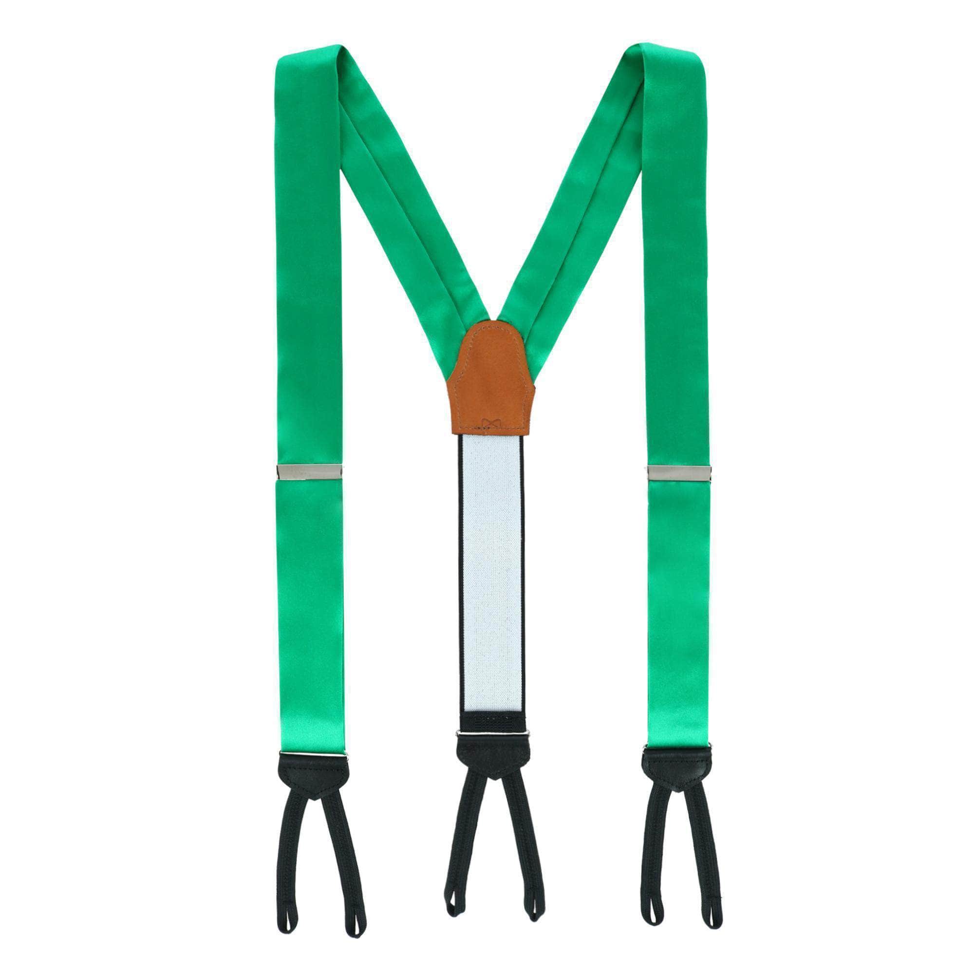 Sutton Solid Color Silk Formal End Braces 35mm Y-Back - Royal Green