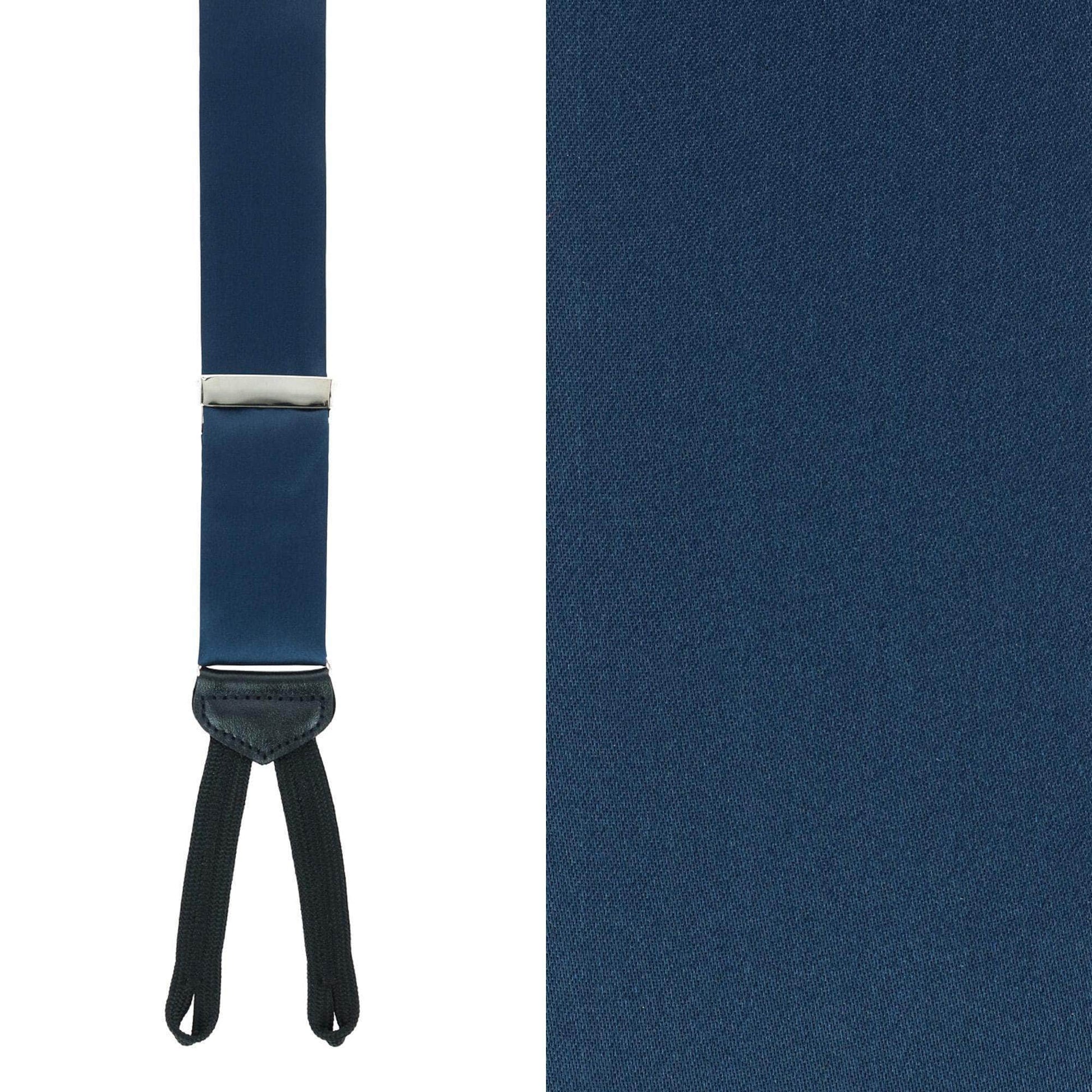 Sutton Solid Color Silk Formal End Braces 35mm Y-Back - Navy