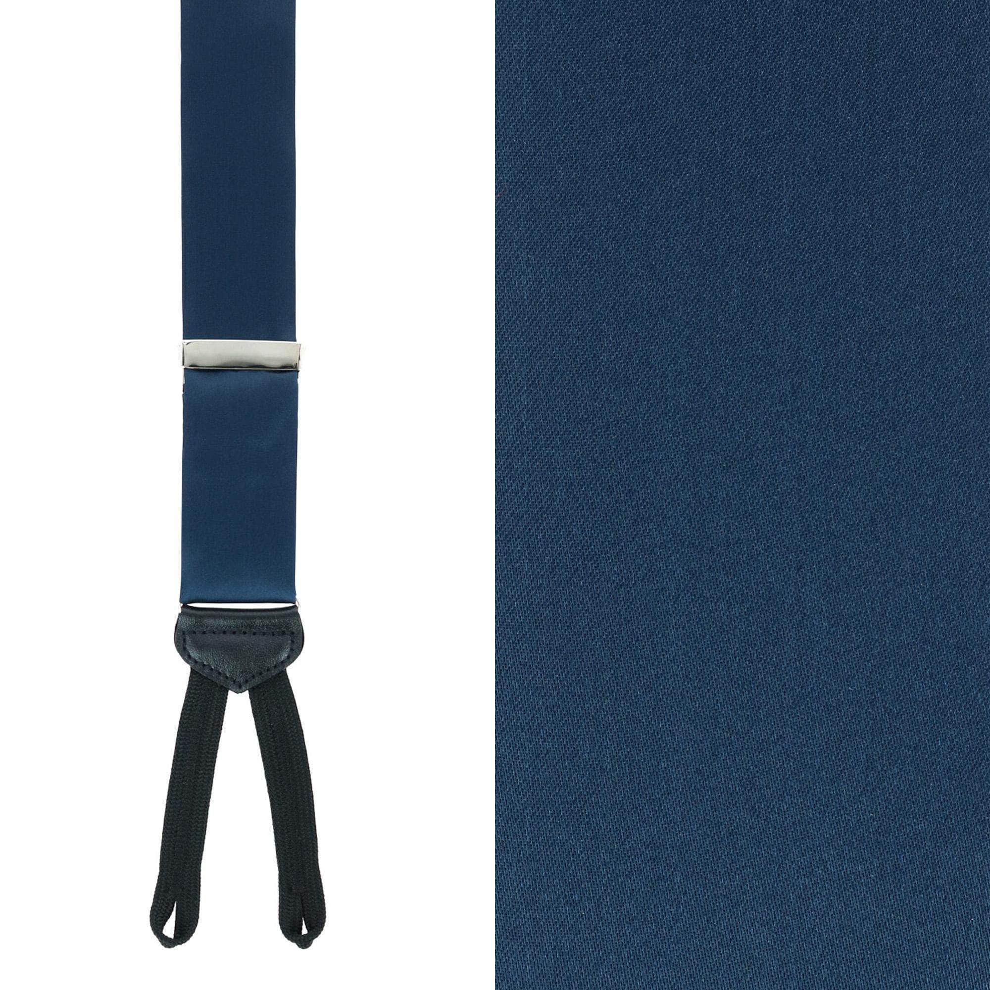 Sutton Solid Color Silk Formal End Braces 35mm Y-Back - Navy