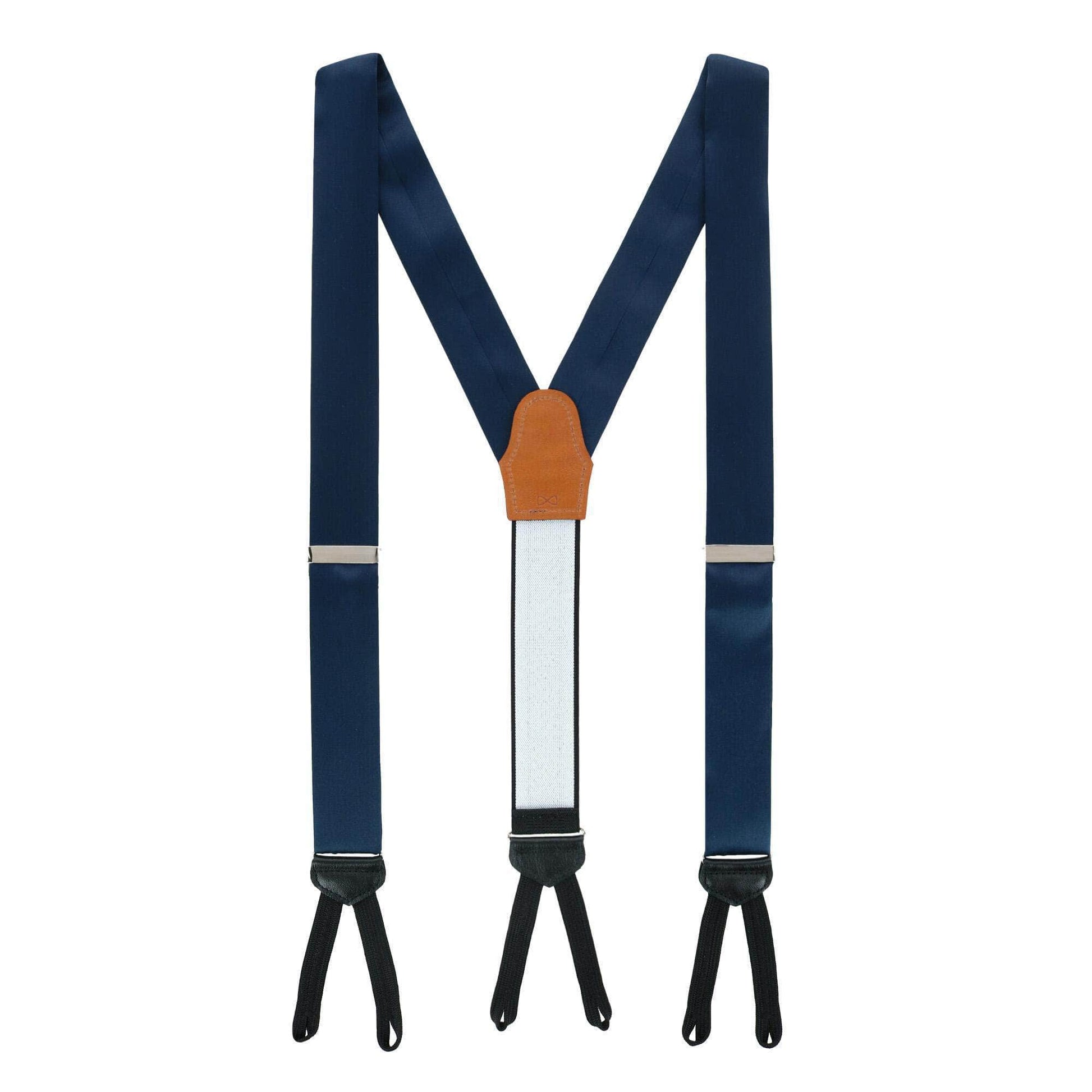 Sutton Solid Color Silk Formal End Braces 35mm Y-Back - Navy
